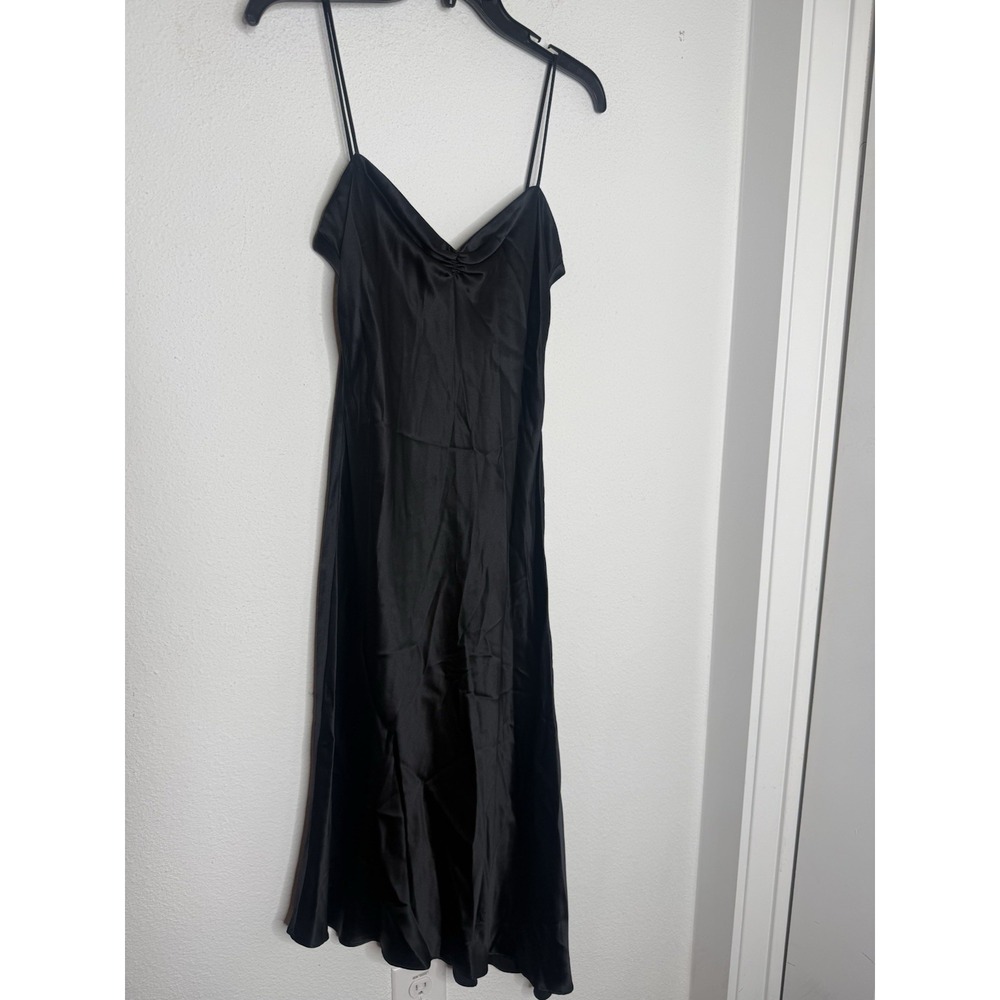 Laundry by Shelli Segal Y2K Silk Slip Dress Size 10 Black Bias Asymmetrical Hem - Picture 2 of 12